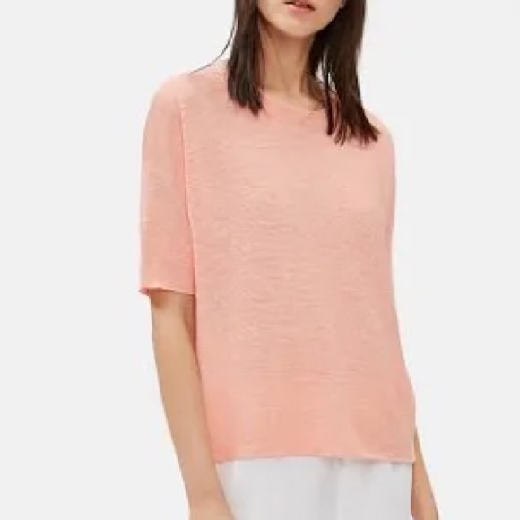 Eileen Fisher NWOT peach linen lightweight oversized blouse size XSmall - Picture 1 of 10